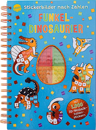 Stickerbilder nach Zahlen - Funkel-Dinosaurier