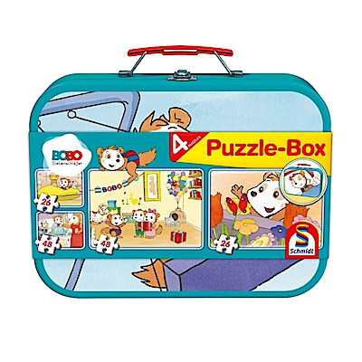 Puzzle-Box - Bobo Siebenschläfer (2x26, 2x48 Teile im Metall